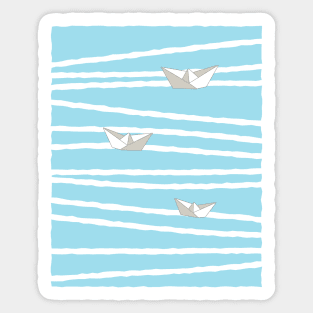 paper boats on the sea Sticker